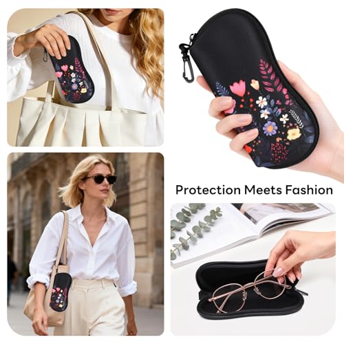 Image of Sunglasses Case with Belt Clip, Ultra Light Neoprene Zipper Soft Padded Glasses Case for Women Men