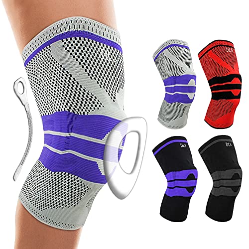 DLS Knee Braces for Knee Pain - Knee Compression Sleeve for Men Women â€“ Knee Pain Relief Knee Brace for Working Out â€“ Double Non Slip Silicone Strip â€“ Volleyball Knee Pads -Knee Sleeves Weightlifting