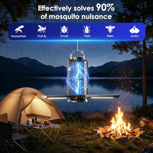 Image of TYPEC 2 Pack Solar Bug Zapper, 3 Solar Charging Panels, 4200V Mosquito Zapper, Auto On /Off LED Light, IP67 Waterproof, USB-C & Solar Powered, Indoor Outdoor Insect Killer for Yard Patio Garden
