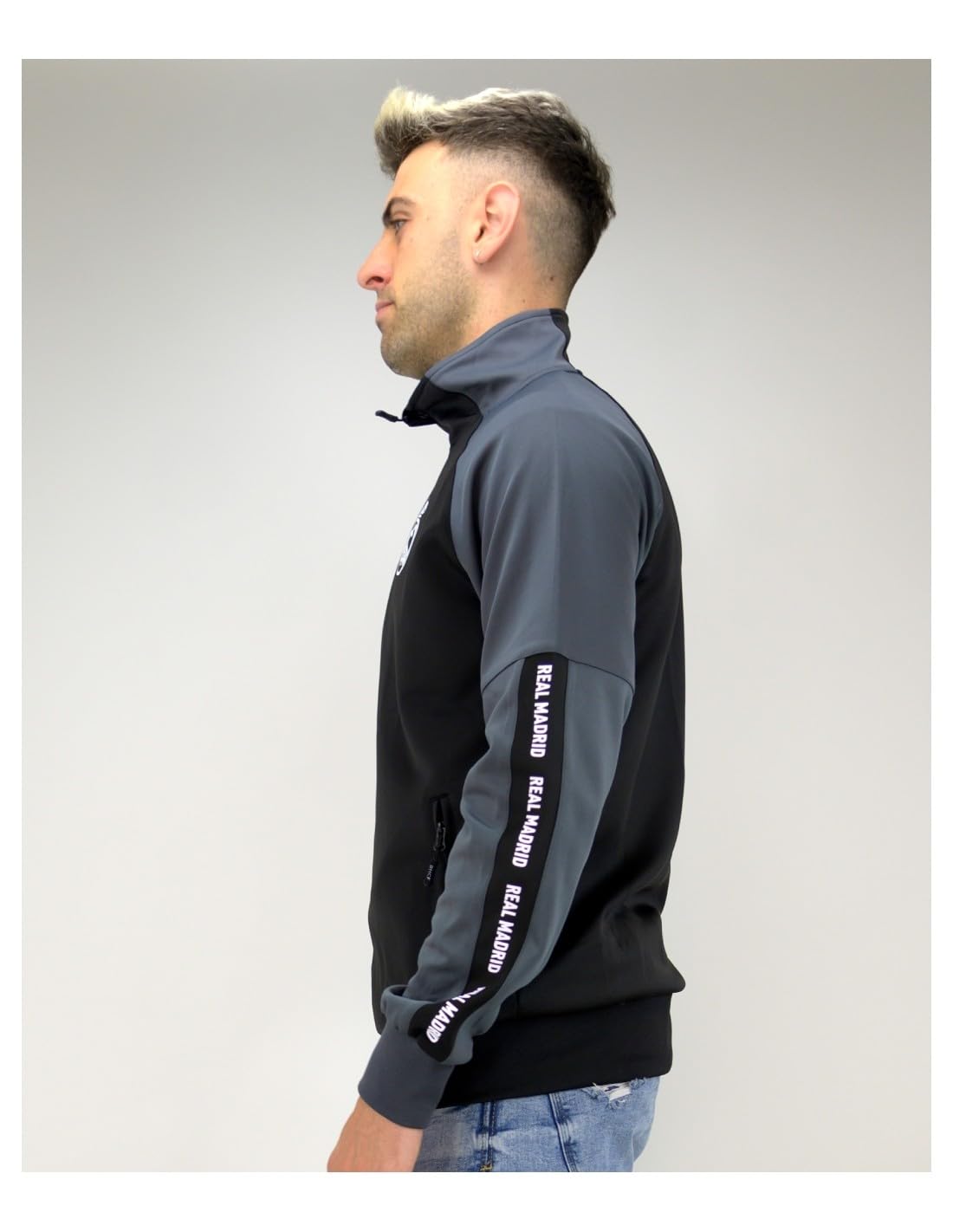 Real Madrid Chaqueta Plus Grey con Cremallera Adulto Producto Oficial