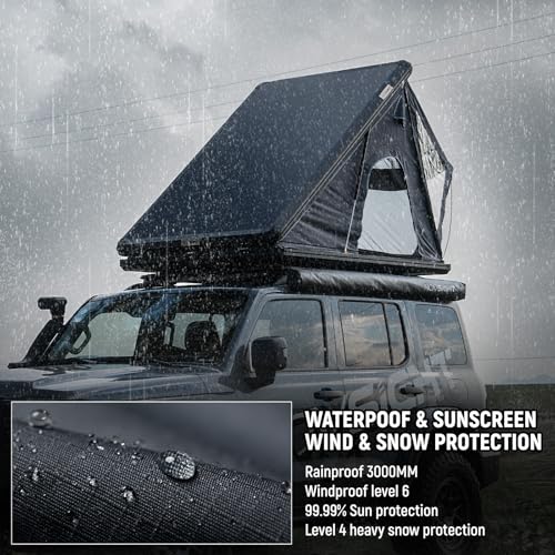 NOVSIGHT Rooftop Tent Hard Shell, Hardshell Rooftop Tent Roof Top Tent for Camping Car Roof Tents for Jeep Truck Van SUV RTT Rooftop Tent, 2-3 People
