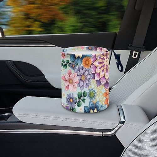 Image of Boho Car Trash Bag, Car Trash Can - Cute, Portable, Collapsible for Back Seat, Floor, or Hanging Headrest Waste Basket
