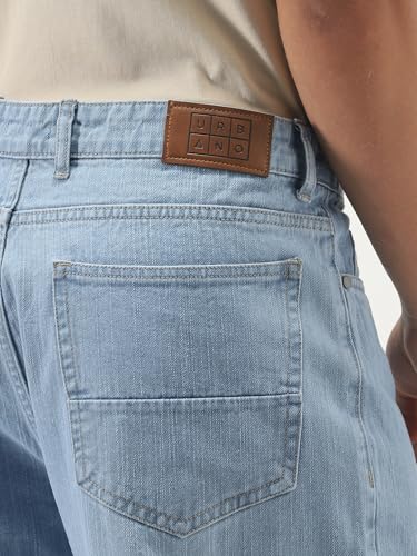 Image of Urbano Fashion Men's Loose Baggy Fit Washed Denim Jeans Non-Stretchable