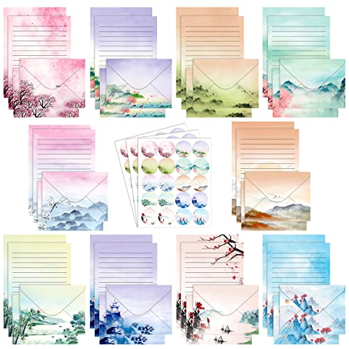 Image of TaoBary 160 Pcs Ink Painting Stationery Paper and Envelopes Set