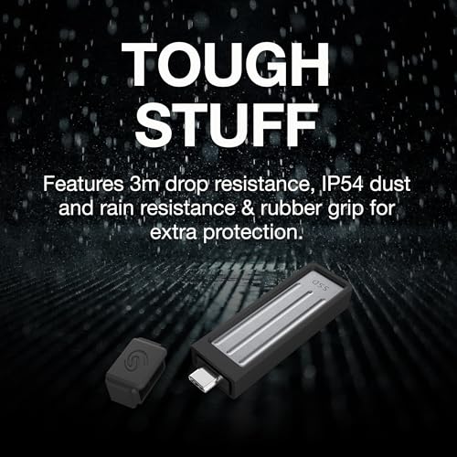 Image of Seagate Ultra Compact 1TB, Portable SSD, 1000MB /s, USB-C, USB 3.2 Gen2, IP54 Water Dust and 3m Drop Resistant, Windows /Mac /iPhone /iPad /Android Phone /Tablet /PS4 /PS5 /Xbox Compatibility (STMX1000400)