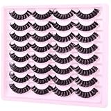 Russian Strip Lashes Natural Look False Eyelashes Fluffy D Curl Strip Eyelashes Wispy Thick Volume Fake Eye Lashes Cat Eye 16 Pairs ALICROWN - Image 7