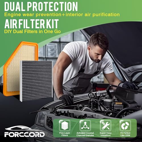 Image of Cabin & Engine Air Filter Fit for Chevy Volt L4 1.5L 2016-2019 Activated Carbon Cabin Filter Replace#CF11966 23437180 Car Accessories