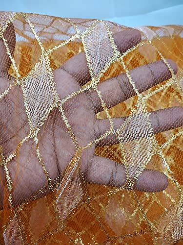 Image of Dual Color Combo of 42inch Width Dotted Mesh Net Fabric for Decoration, Fruit /Dryfruit /Gift Packing & Trousseau Tray Packing (10 Meter Each Color, Light Blue & Yellow)