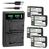 Kastar 4-Pack D-Li90 Battery and LTD2 USB Charger Replacement for Pentax D-Li90, DLI90, DL190...