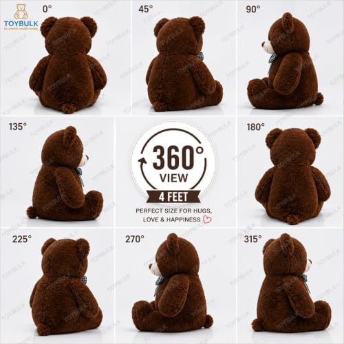 Image of 4 Feet Chocolate Teddy Bear Original 20mm Dull Chocolate Fur (48 Inches) Giant Soft Plush Toy | Premium Stuffed Teddy Bear for Kids, Girls, Boys & Loved Ones | Birthday, Anniversary