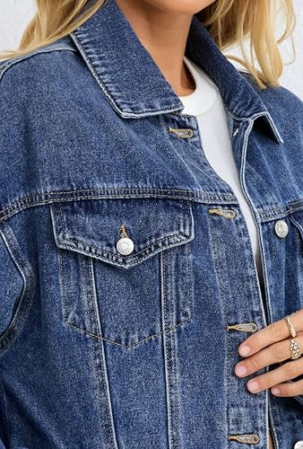 Jean Jacket for Women, Oversize Trendy Denim Jacket, Women's Loose Long Boyfriend Jean Jackets Coat4