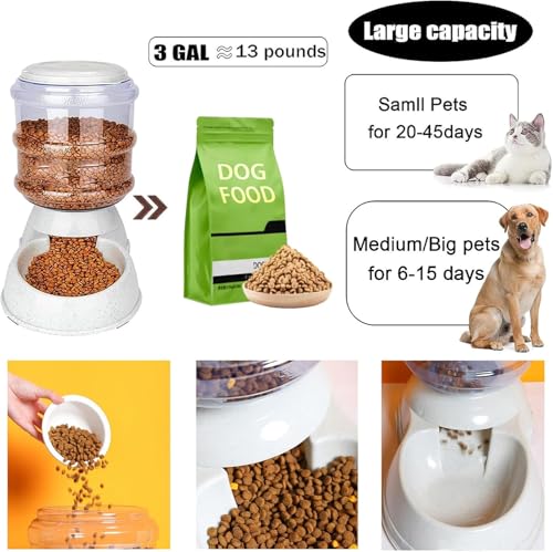 Gravity Pet Feeder and Water Dispenser Set, 3 Gallon/11L Automatic Dog Feeder and Dog Water Dispenser for Dogs Cats Pets Animals Large Capacity - Image 3