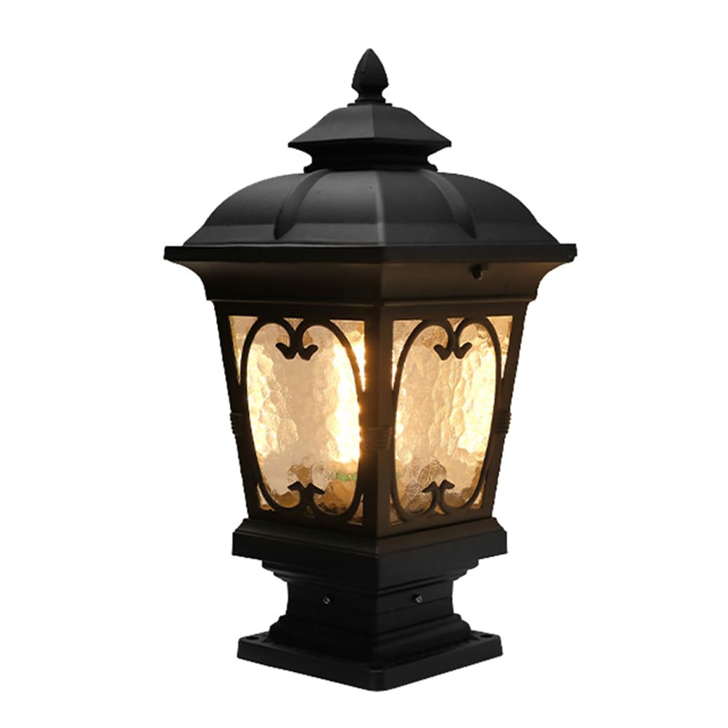 HCIPJQY European Classic Column Pedestal Light Bronze Finish American Luxury Exterior Decoration Pillar Table Light Waterproof Retro Street Light Fixture for Yard, Garden, Driveway