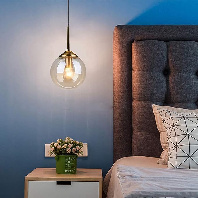 Image of Wall Lamp Chandelier Pendant Light, Home Decor for Bedroom, Living Room, Hallway, Cafe, Hotel, Restaurant (Amber Hanging LAMP with LED Bulb Pack of 1)