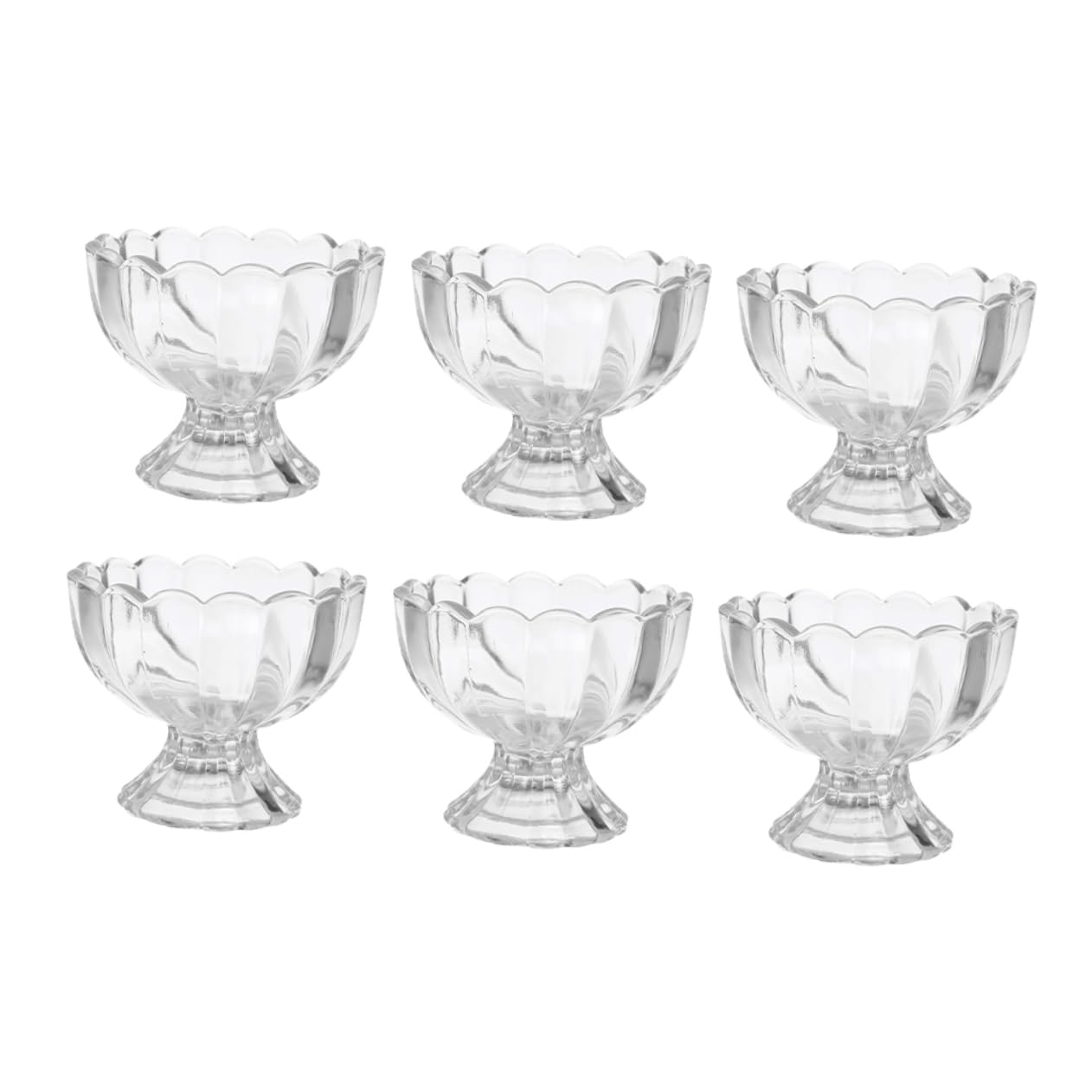 OSOLADY 6pcs Footed Tulip Style Ice Cream Cups Transparent Snack Bowls for Fruits Yogurt Trifle for Elegant Banquets