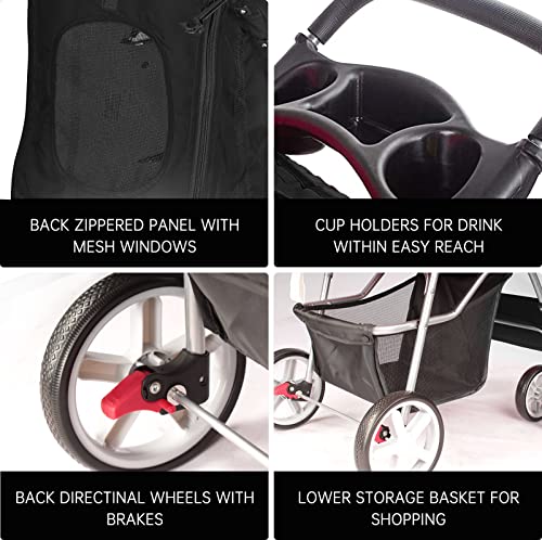 Poussette Pour Chien Et Chat - 4 Roues Pliables à 360° - Capacité 20 Kg - Tissu Oxford - Transport Facile - Idéal Petits Animaux