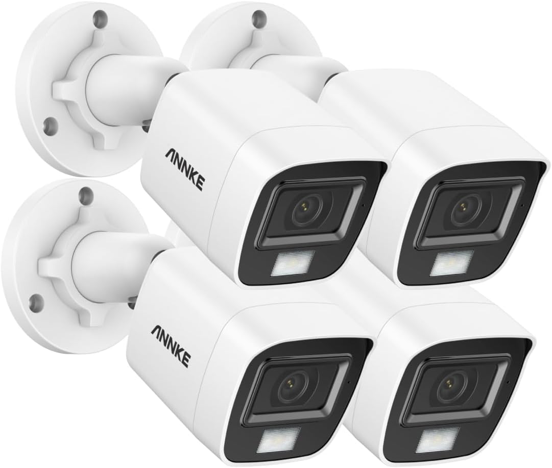 ANNKE 4 Packed 3K Wired Safety Cameras, Sensible Twin Mild HD TVI Add-on Outside CCTV Cameras with Constructed-in Mic and Shade Evening Imaginative and prescient, IP67 Weatherproof House Surveillance Safety Bullet Cam