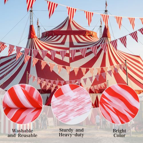 Image of RUBFAC 425ft 300pcs Red White Striped Pennant Banner Flags