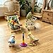DRESSO 4 PCS Parrot Intelligence Toy, Bird Training Toys Sets for Parakeet, Bird Puzzles Toy for Cockatiel Conure Lovebird, Shopping Cart, Perch Chair, Small Sand Hammer, Ring Stacker Toy