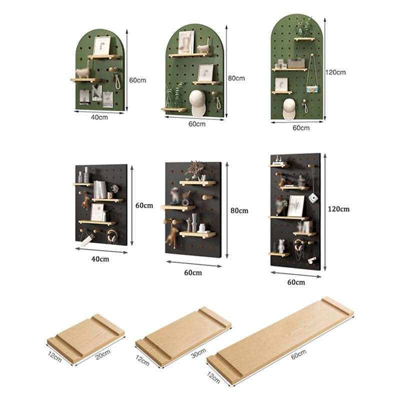 Pegboard-Anzeigetafel, modularer Organizer, Kombinationsregal, Wandhalterung, verstellbare Lagerregale und Haken für Wohnzimmer, Werkbank, Geschäft (schwarz, 60 x 80 cm-A)