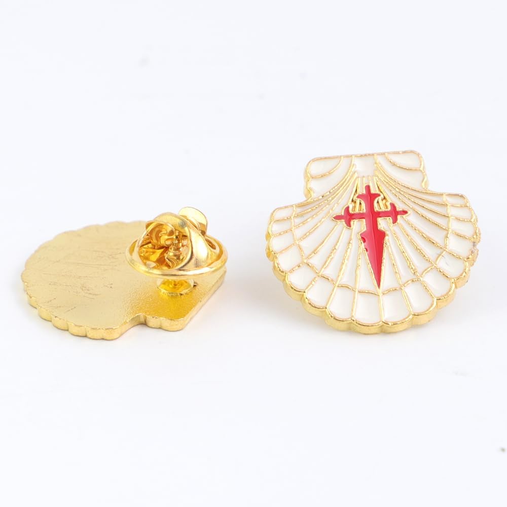 50pcs of Metal Camino de Santiago Badge Road Marker Scallop Shell St James Cross Pilgrim lapel Pin