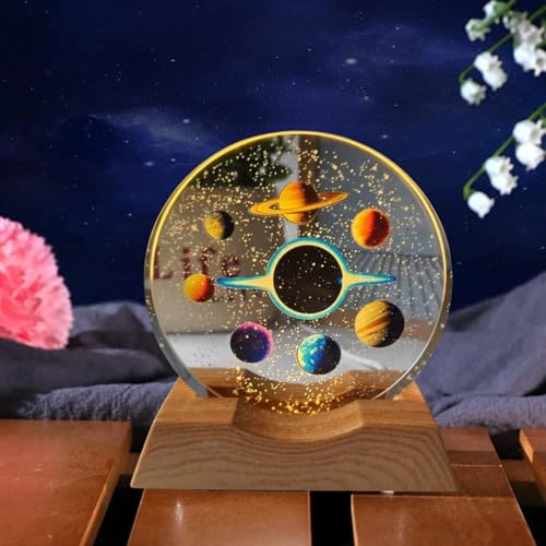 Image of One94Store 3D Acrylic LED Night Light - Warm White & Space Design with Durable Plastic Base, Decorative Table Lamp for Bedroom, Living Room, Kids Room, Study & Home Decor Gifting
