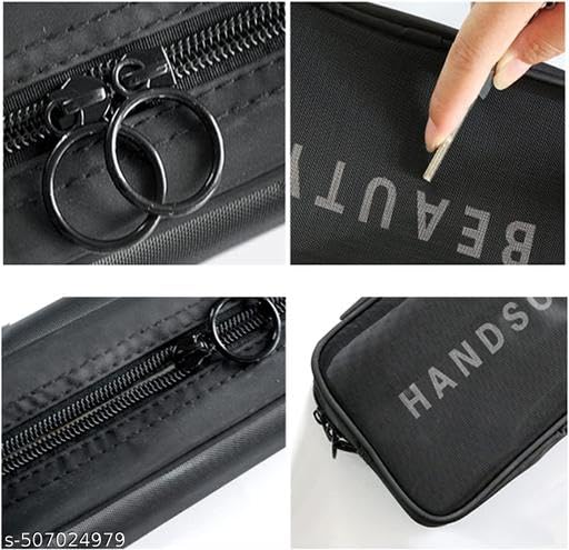 (ONLY POUCHES) Travel Nylon Mesh Makeup Bags Set 3 Pieces See Through Zipper Pouch Travel Cosmetic And Toiletry Kit Organizer Bag 3 Pack Of S M L 3-in-1-mkup-nvyblu-09-14 SB-P9286 2
