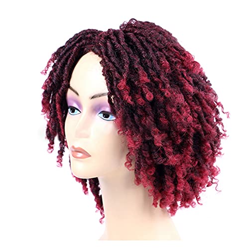 Perruque dreadlock courte torsion afro bouclés pour tresse synthétique femme et homme noire
