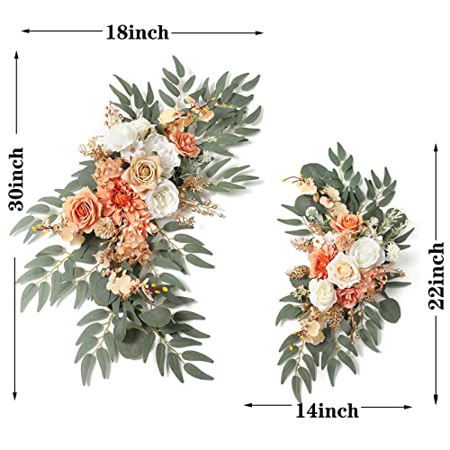 Serra Flora Wedding Arch Flowers Swags Kit (Pack Of 2) For Diy Artificial Peony Greenery Arrangements Party Welcome Ceremony Sign And Reception Backdrop Floral Decoration (White Orange) #TOP1