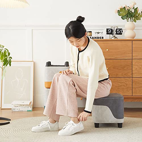 Reposapiés de piel sintética con patas de madera para salón y dormitorio 2