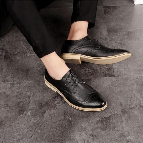 Men Lace Up Dress Shoes Genuine Leather Loafers Formal Business Wedding Round Toe Comfortable Non Slip Classic Stylish Office2