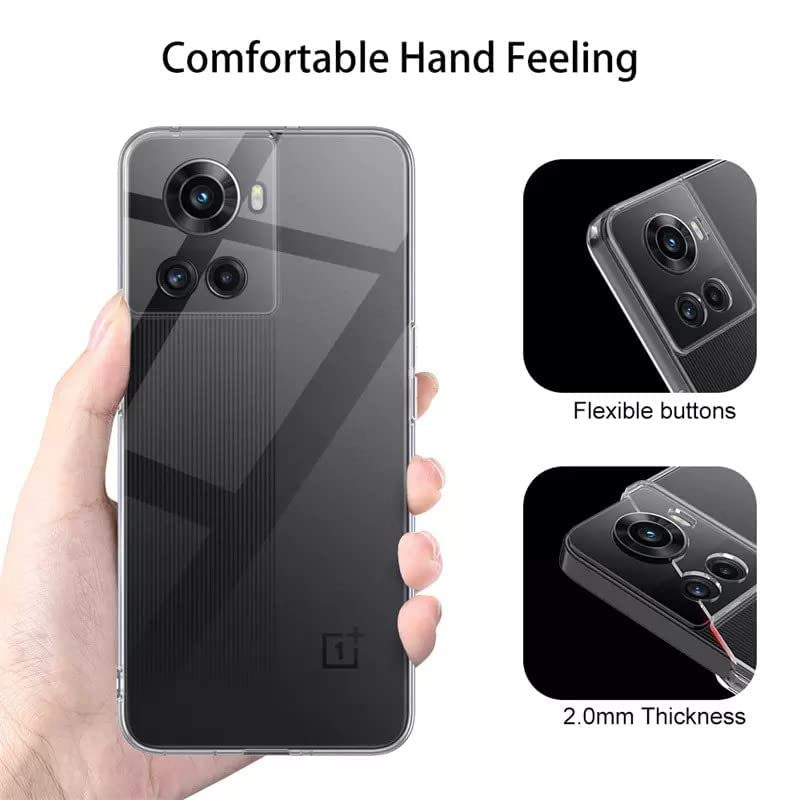 Image of NISHTECH for OnePlus 10R Premium Transparent Hybrid Soft Slim Dust Proof Back Case Cover Silicone with Camera Protection
