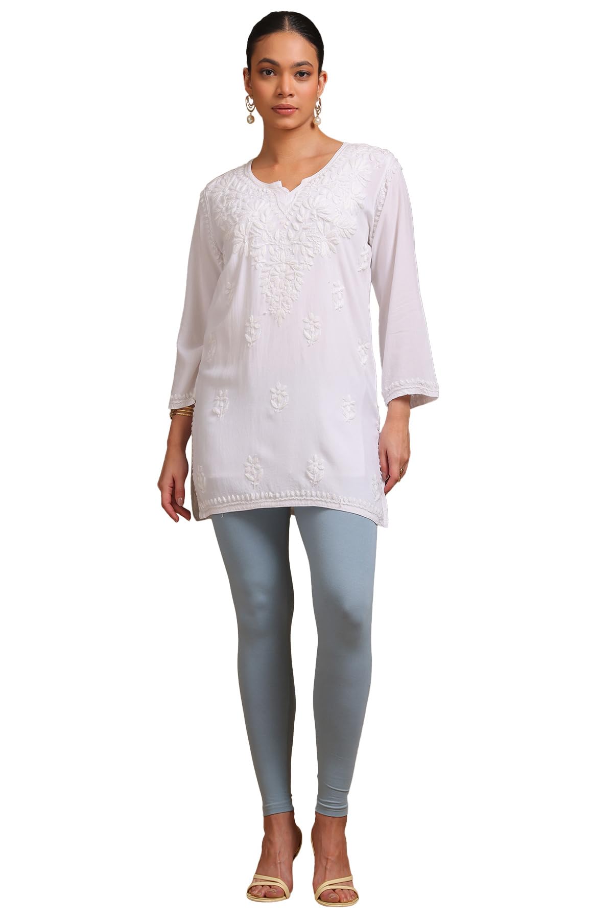 soch Womens Powder Blue Cotton Blend Solid Leggings-picture-17