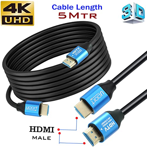 UPORT 5 Meter 4K HDMI Cable with Ethernet, 4K/2K Ultra HD 1080P Resolution, 18 Gbps High Speed Transmission, Compatible with TV, Laptop, Monitor, Projector, Gaming Console, Blu-ray player & More 2 51stsTAilhL