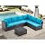 CANMOV 7 Pieces Patio Furniture Sets, All Weather Outdoor Patio Conversation Set, PE Wicker Rattan Sectional Sofa Couch Glass Coffee Table Washable Cushions, Peacock Blue