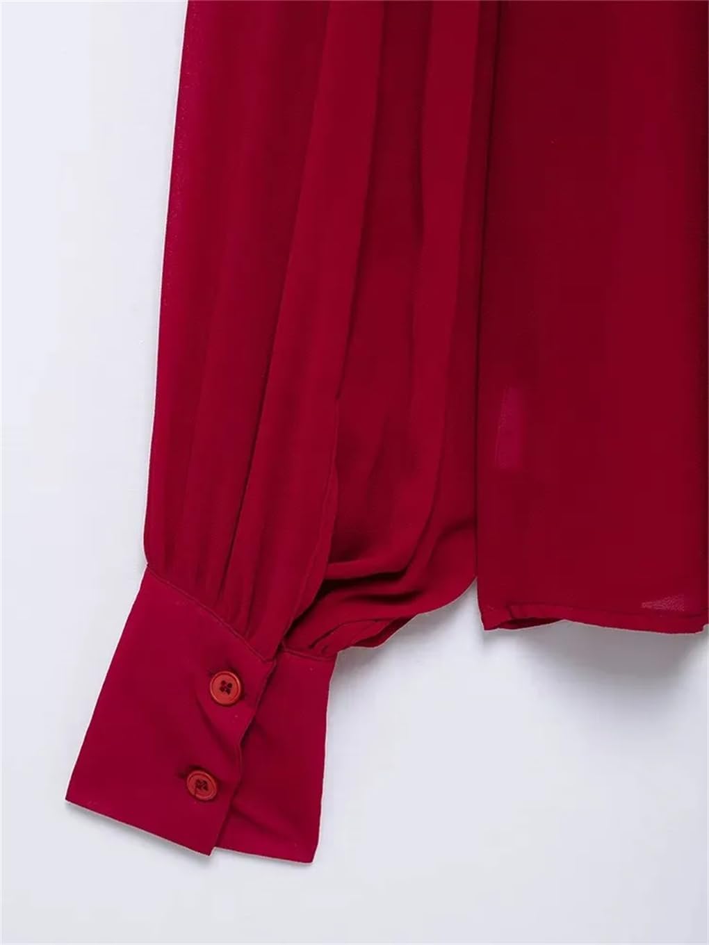 Women's Solid Color Bow Tie Collar Semi-Transparent Loose Shirt