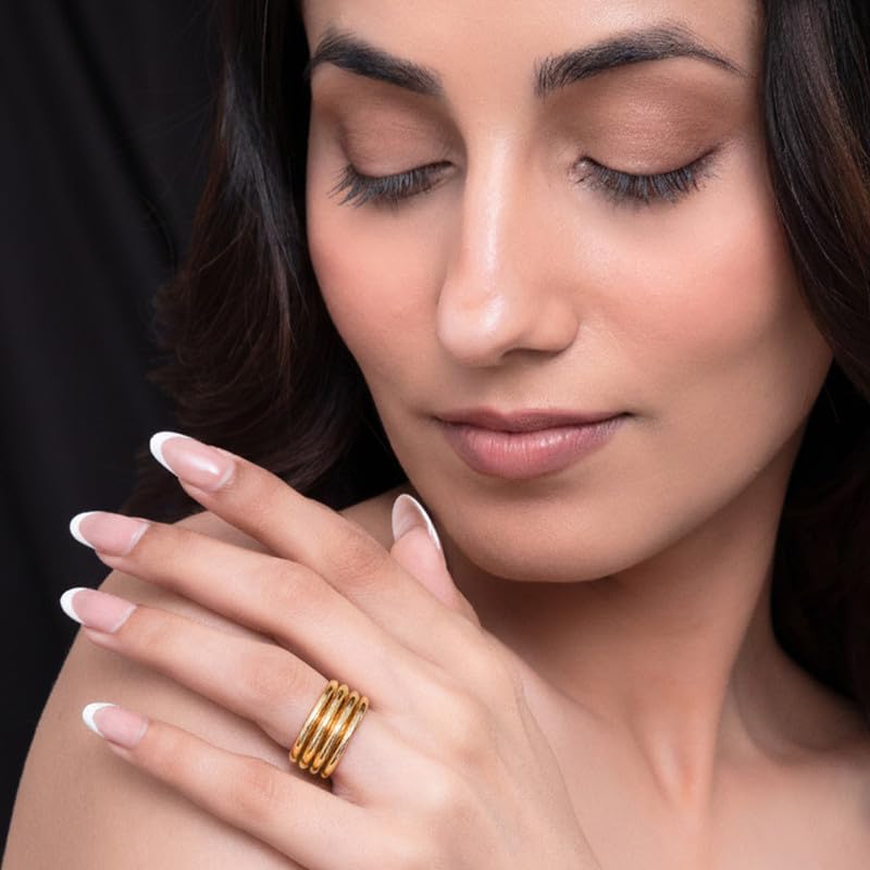 Image of Kisna Diamond & Gold Jewellery 18KT (750) Yellow Gold For Women|Real Gold Band|Gold Band Women|Stylish & Simple Daily Wear Gold Band|Gift for Her, Birthday, Anniversary|Axora Gold Band S17