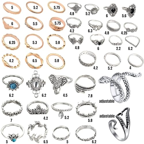 Snake Octopus Knuckle Rings Set, Simple Stacking Rings for Women Girls Men, Vintage Retro Crystal Bohemian Midi Rings, Joint Nail Cuff Statement Finger Rings - Image 3