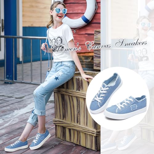 BENPAO Women's White Canvas Shoes Black Canvas Fashion Sneakers for Women Comfortable Casual Tennis Shoes Low Top Walking Shoes2