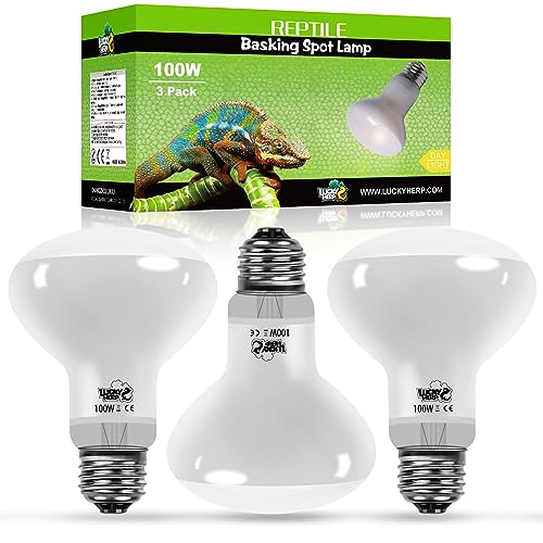 LUCKY HERP Reptile Heat Lamp 3 Pack 100W, UVA Heat Lamp Bulb for Reptile Tortoise Basking Spot Light Bulb for Vivarium Lizard