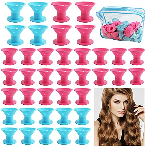 GIRAFEDA 60 Pcs Bigoudis Magiques en Silicone sans Chaleur Bigoudis Cheveux Rouleau Cheveux Rouleaux Coiffure + Sac de Rangement Bigoudi Souple Rouleaux Chauffants Cheveux pour Femme Salon Coiffure