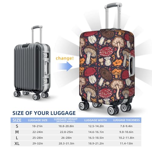 Forest Wild Mushroom For Travel Luggage Cover Suitcase Protector Fits 18-32 Inch Travel Luggage Protector Elastic Luggage Anti-Scratch Suitcase Cover4