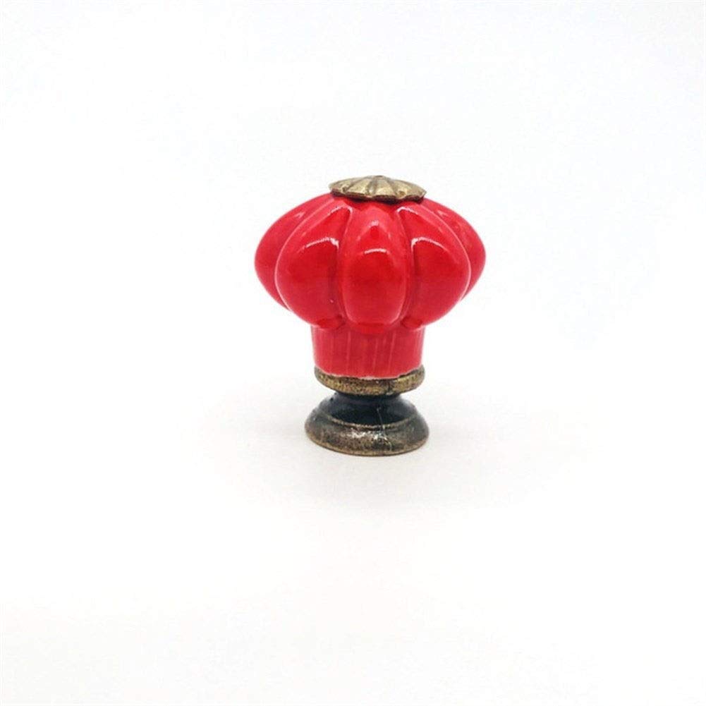 Dressing Table Handle, 1x Drawer Dresser Handle Door Pulls Furniture Hardware,Handicraft Ceramic Handles and Knobs Cute for Children Kids Room, Indoor Hardware (NO.1845)(Little Red Pumpkin)