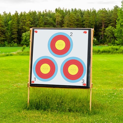 suituts 100 pcs Archery Targets Paper 3 Spot Bow and Arrow Target Paper 17 x 17 Inch Paper Archery Targets, 4 Pcs Archery Target Pins Included - Thumbnail 6