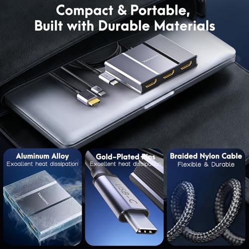 Pantalla extendida 1 en 3 salidas USB C a HDMI para solucionar la falta de puertos en PC 6