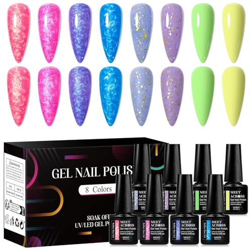 MEET ACROSS Gel Constructor para Uñas 8 Pzs Colores Neon