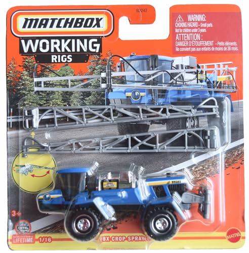 Matchbox MBX Crop Sprayer, Farm Vehicle, Toy Truck, 1/16 Scale, Blue, Adults, Unisex Adult