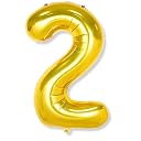 Flyloons 2 number Golden Foil Balloon 16 inch Size Birthday Decoration Items Pack of 1 | 2nd Year Balloons | Two gallery image