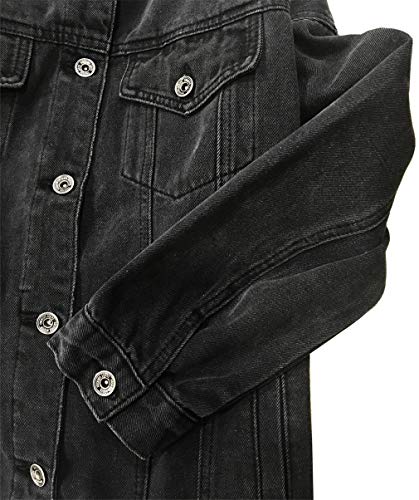 Image of Tsher Women's Oversize Vintage Washed Denim Jacket Long Sleeve Classic Loose Jean Trucker Jacket