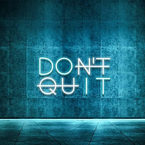 Don't Quit LED Neon Sign for Wall Decor, DO IT LED Neon Lights Party Decorations, USB Powered Switch LED Neon Lights lighting adjustable for Office Room, Gym Room, Man Cave, Gamer Room Decor (Blue&White)